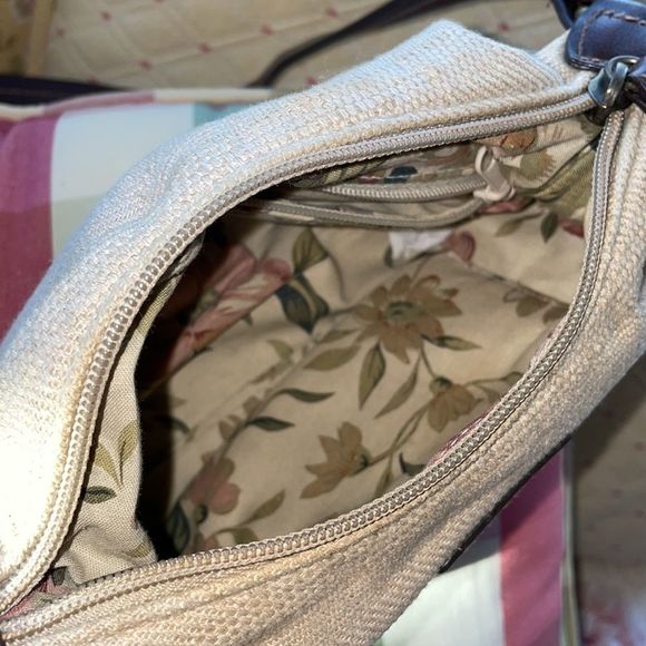 Rosetti Small Beige Tan Purse With Brown Leather Strap (34” strap) And Accents - Picture 2 of 16